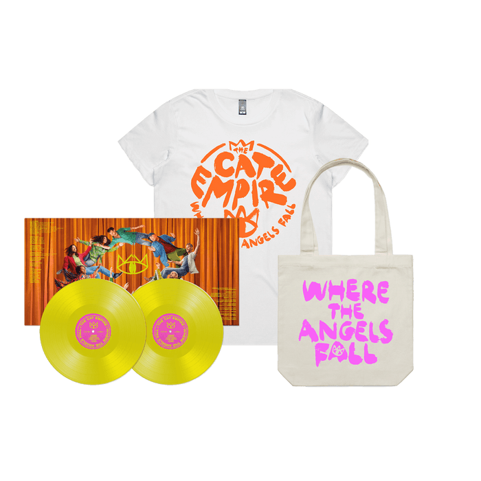 Merch - The Cat Empire - Where The Angels Fall Tee + Tote Bundle [w/ White/Orange Tee]