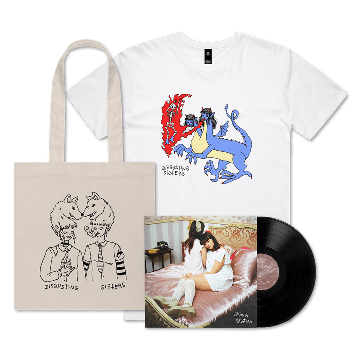 Merch - Disgusting Sisters -  Skin & Blisters LP + Tote Bag + Choice of T-Shirt Bundle (hover)