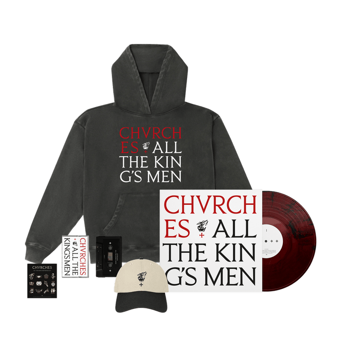 CHVRCHES — Unsigned Deluxe Bundle - All the King's Men Choose Your LP, Hoodie, Tape, Hat, Badge Set