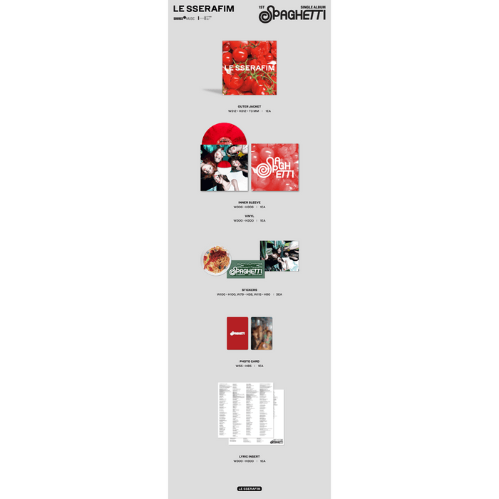 Vinyl - LE SSERAFIM - 1st Single Album "SPAGHETTI" Vinyl (Tomato Red) (US/EU Exclusive) (hover)
