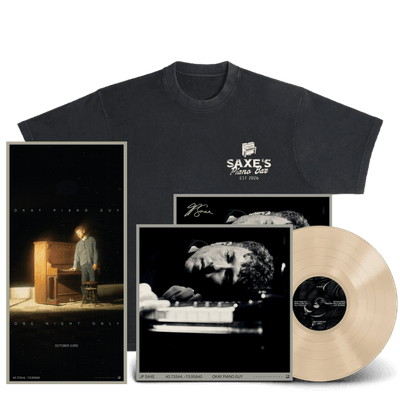 Bundle - JP Saxe - Okay Piano Guy : D2C Exclusive Signed Vinyl (with poster) and Piano Bar T-shirt
