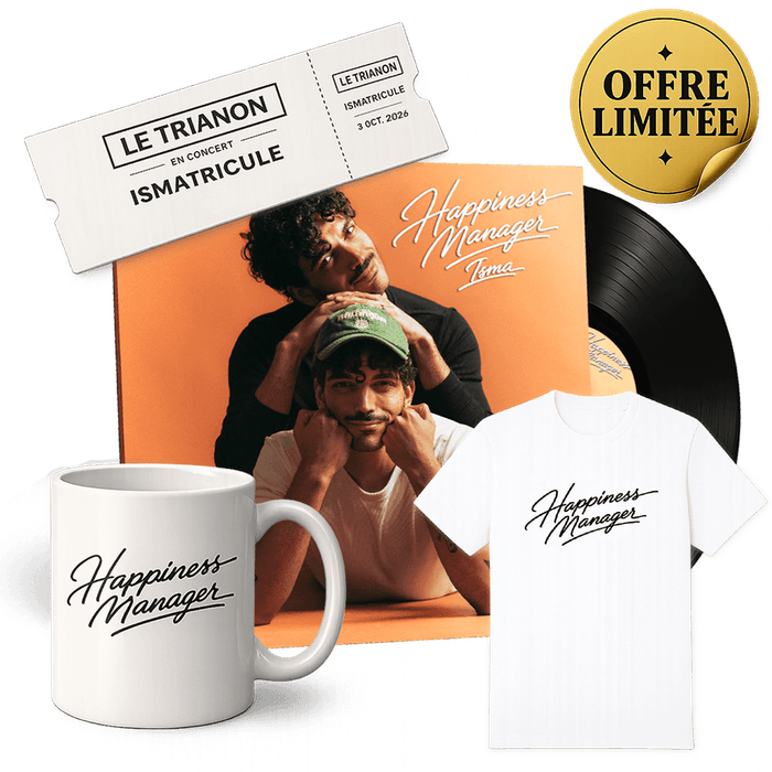 Bundle - Ismatricule - Happiness Manager (Full Pack : vinyle dédicacé, tee shirt, concert & mug)