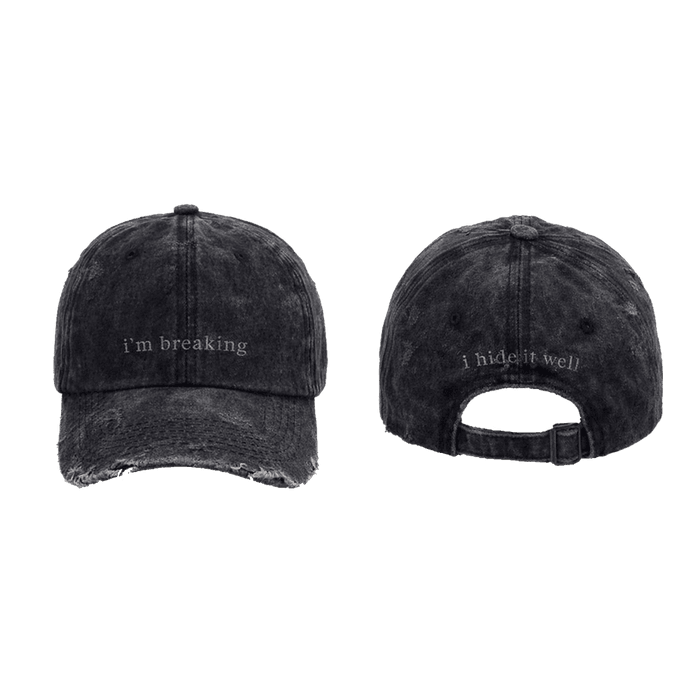 Merch - james blake - I'm breaking/ I hide it well. Distressed unisex cap