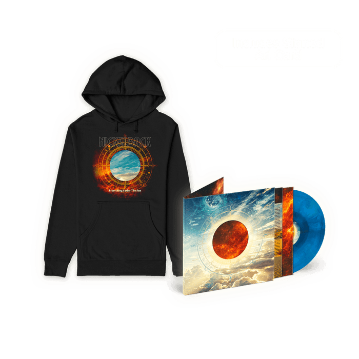 Bundle - Nickelback - SIGNED Everything Under The Sun D2C Exclusive Alternate Cover Helios Azure LP + Hoodie Fanpack