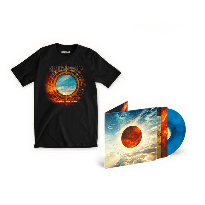 Bundle - Nickelback - SIGNED Everything Under The Sun D2C Exclusive Alternate Cover  Helios Azure LP + T-Shirt Fanpack