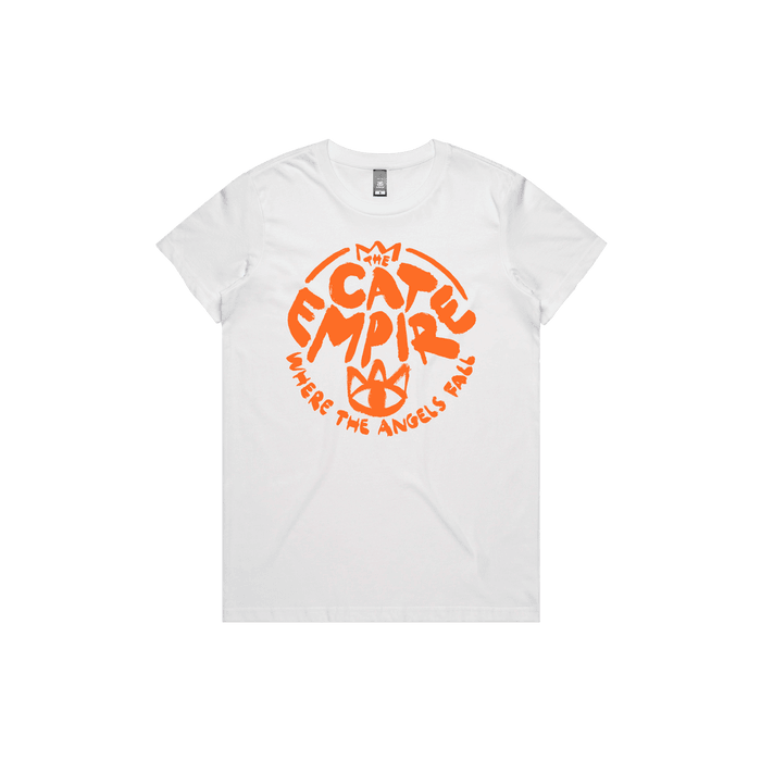 Merch - The Cat Empire - Women’s Album T-shirt (White/Orange)